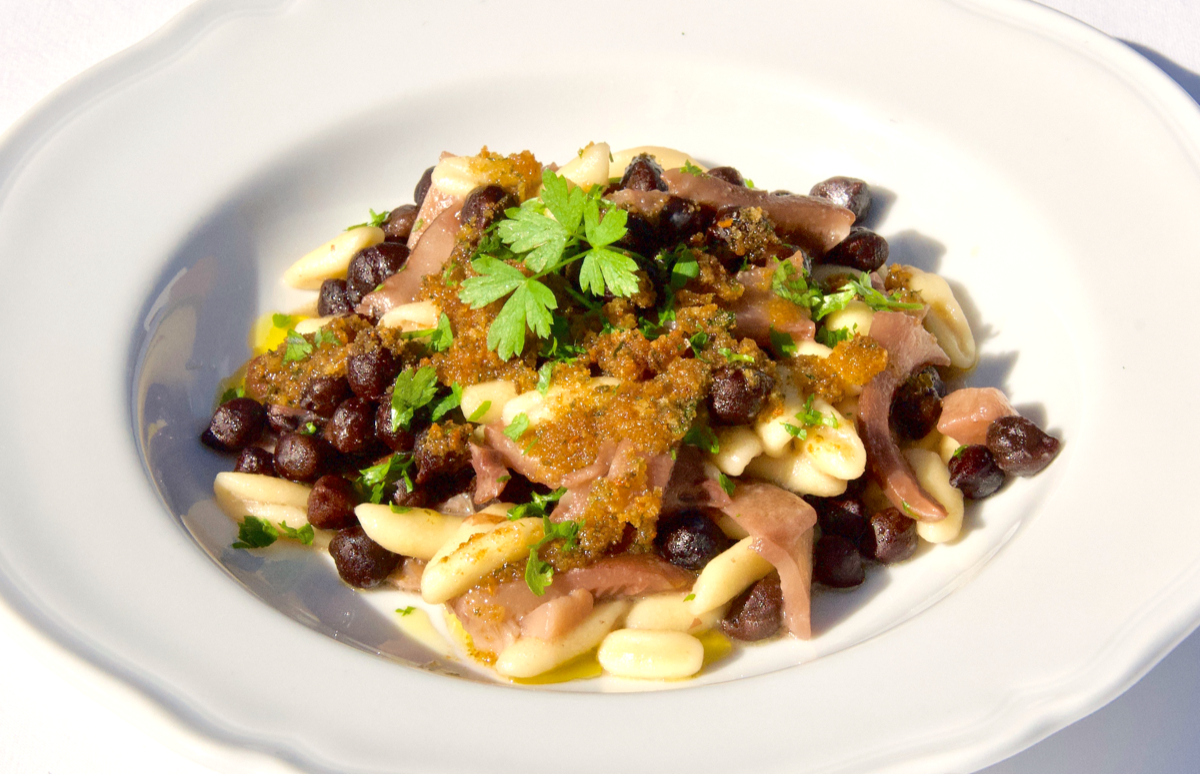 Cavatelli, Black Chickpeas, and Cardoncelli Mushrooms